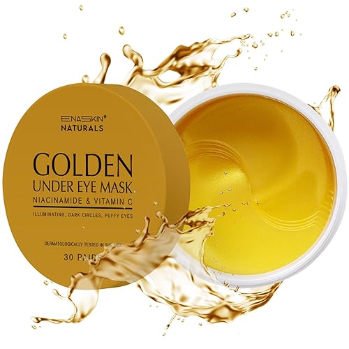 Enaskin Naturals Parches para debajo de los ojos, máscaras para debajo de los ojos para hinchazón, almohadillas de gel de ojos de oro de 24