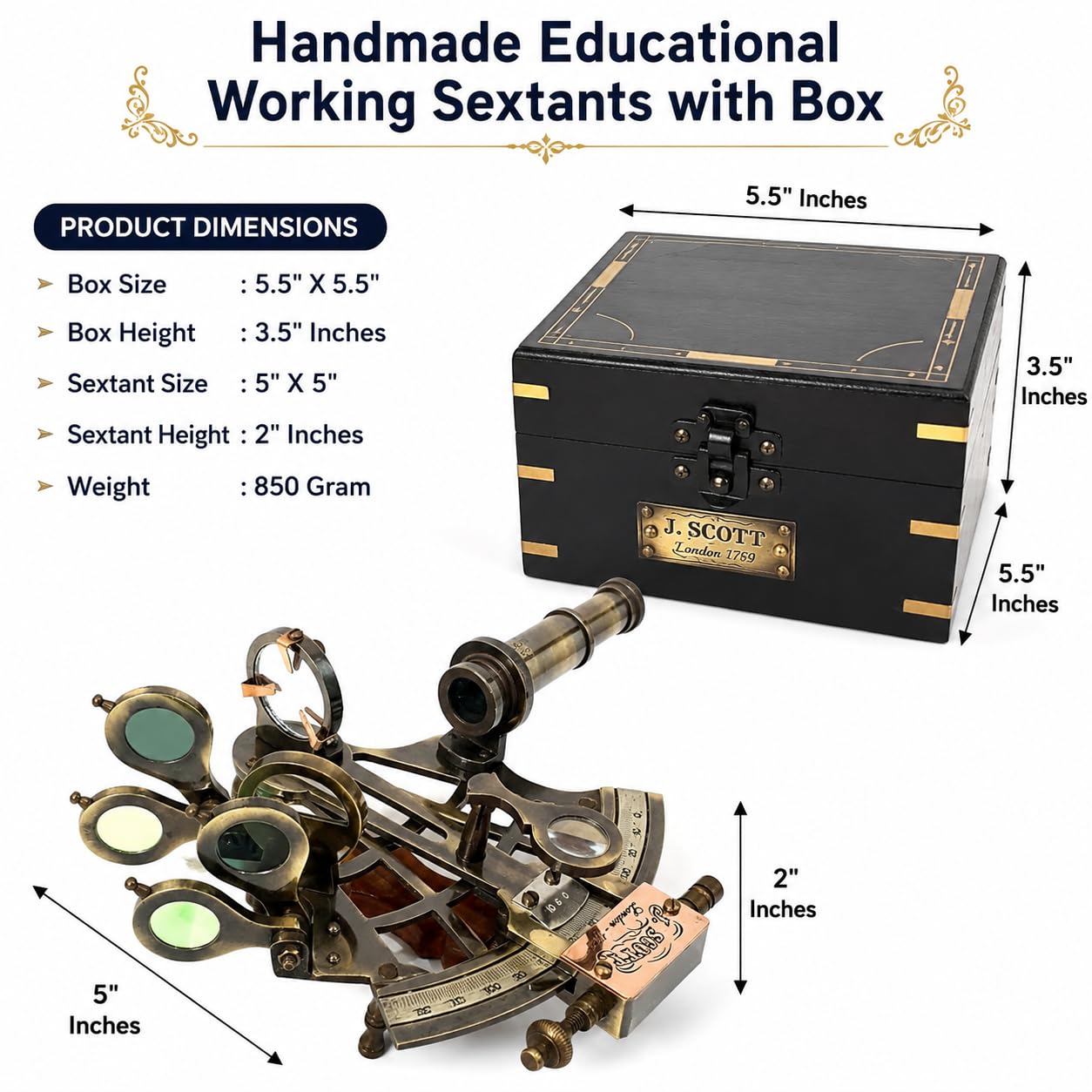 Amazon.co.jp: Nautical Sextant J.Scott London ヴィンテージ 真鍮