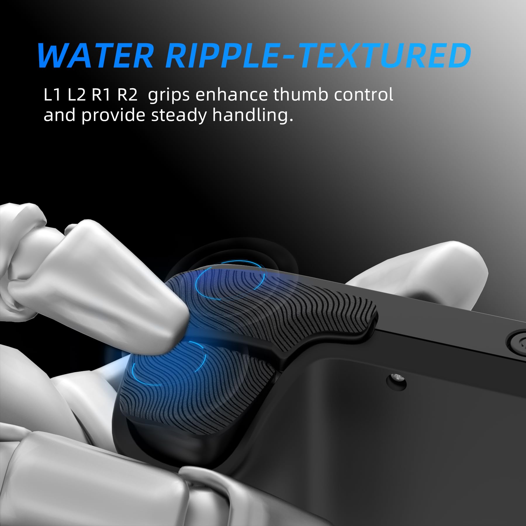PlayVital Kit de Mejora de Botones Traseros para Steam Deck LCD & OLED - Gatillos Antideslizantes, Agarre Mejorado y Protección, Accesorios para Steam Deck, Diseño Aerodinámico (Negro)