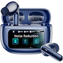 Wireless Earbuds with Smart Touchscreen Case, Bluetooth 6.0 Ear Buds with AI Noise Cancelling Calls, 40H Playtime Stereo Headphones, IPX7 Waterproof Earbuds for Workout, Travel, iPhone,Android,Blue