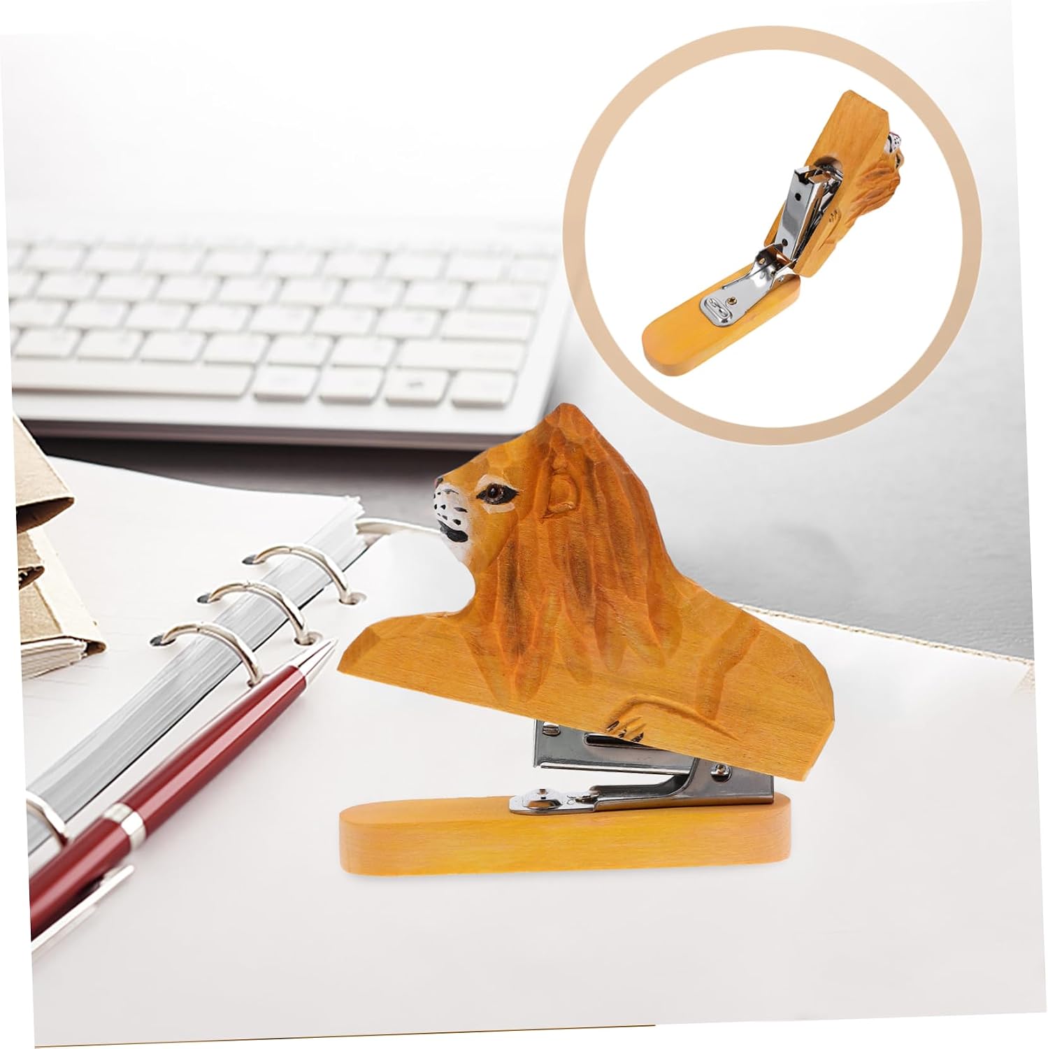 Animal Stapler Reusable Wooden Metal Desktop Stapler for Office Home image 5
