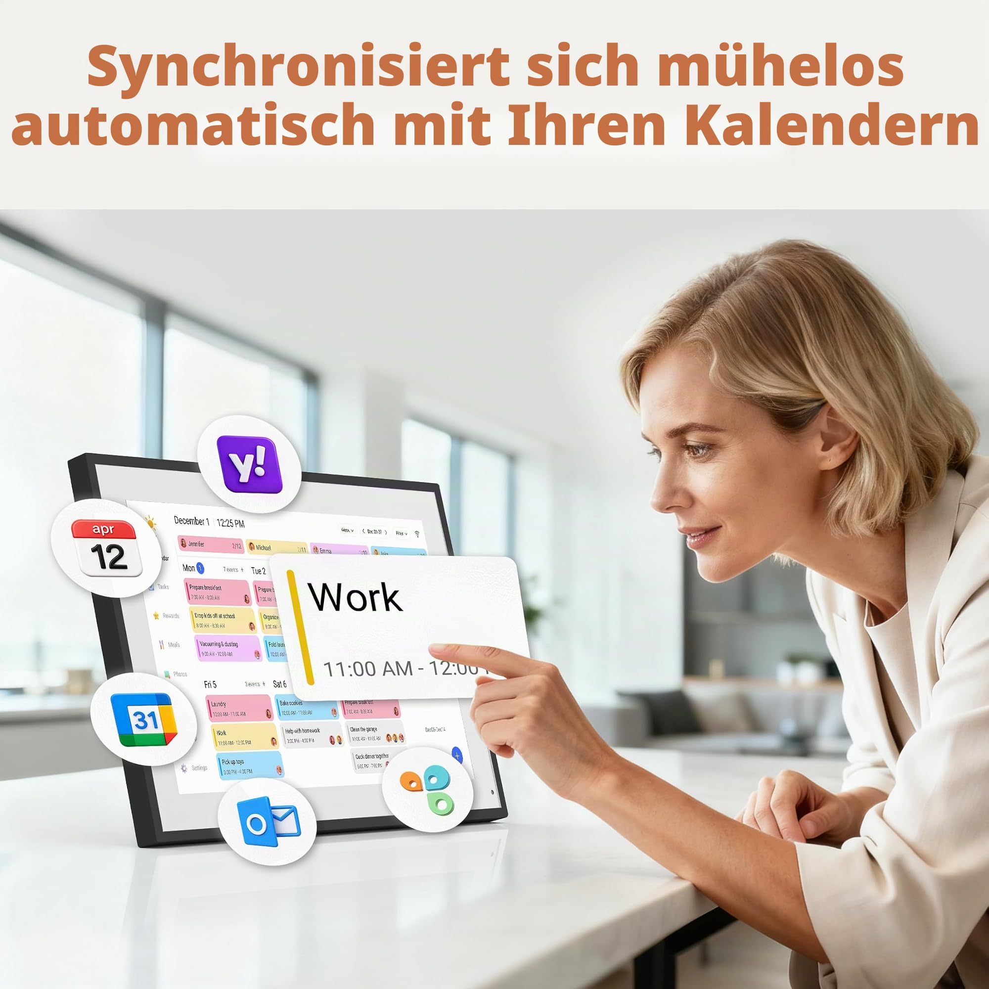Dragon Touch 14 Zoll Digitaler Kalender Wand - 1920 * 1080 FHD Elektronischer Wandkalender Familienplaner mit 32GB Speicher und Wandhalterung, Touchscreen Intelligenter Tischkalender-Schwarz