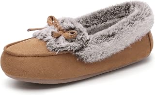 Women's Slip on Faux Fur Lining Mocassins House Slippers