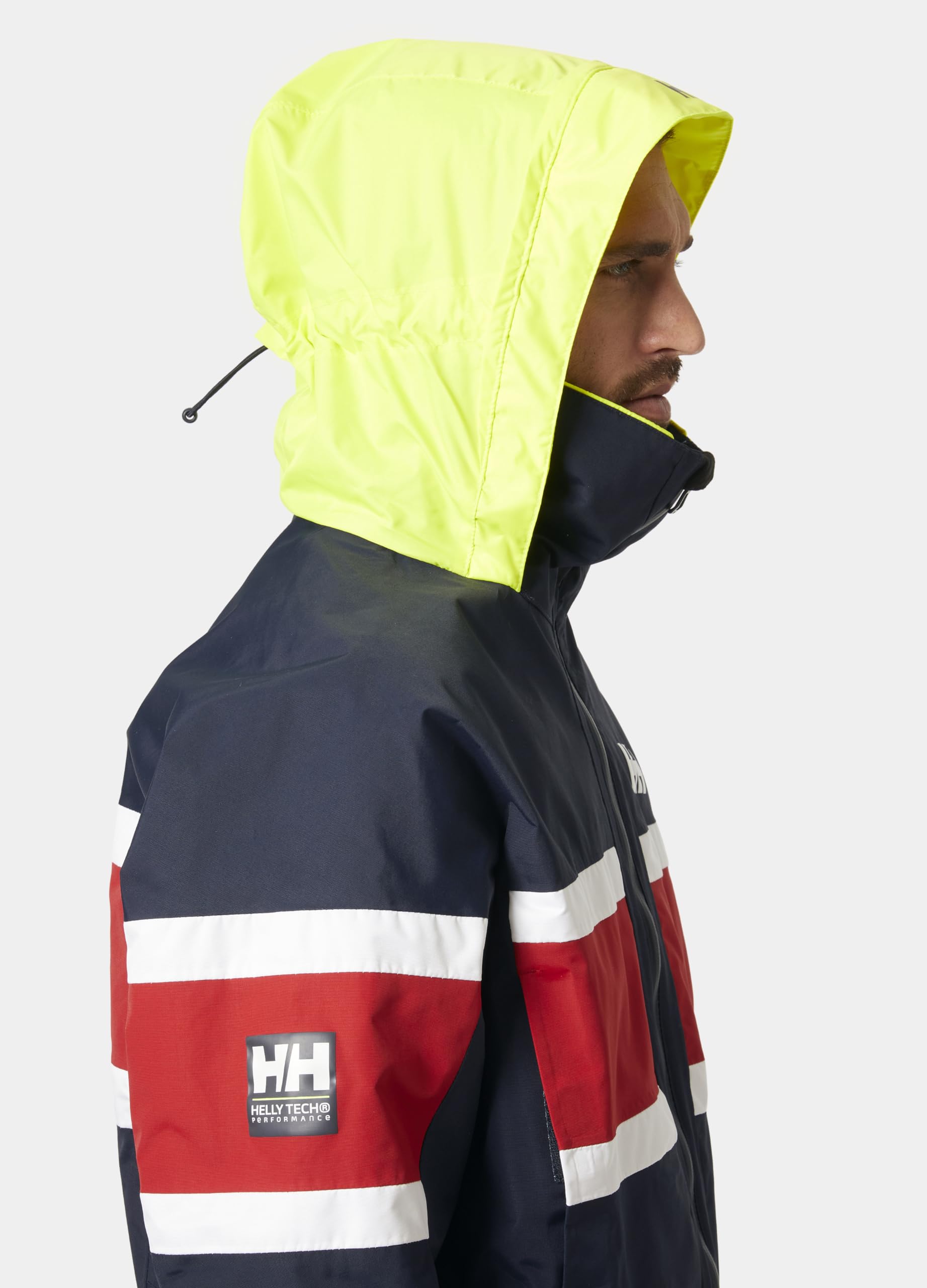 Helly-Hansen Salt Original Jacket - Giacca da vela da uomo, con bandiera a strisce, impermeabile, con cappuccio riflettente