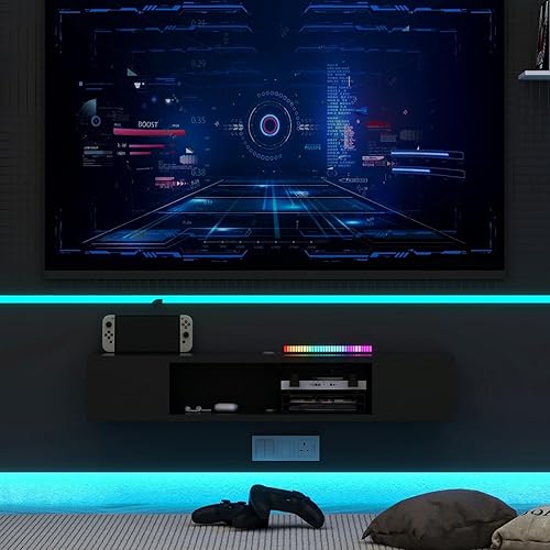 Miniatura 8 de GHC Soporte de TV flotante, centro de entretenimiento montado en la pared y estante de gabinete, consola de TV con almacenamiento, consola