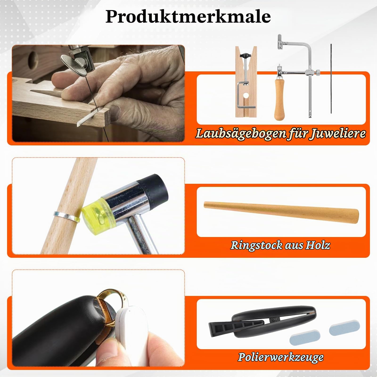 Ringbiegewerkzeug für Schmuckherstellung, Ringherstellung, Ringbieger | Ring Biegemaschine mit 27-teiligem Set aus Nylon/Metall Matrizen, Ringmaß, Hammer & Polierwerkzeuge