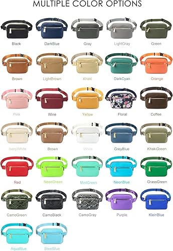 Miniatura 6 de ZORFIN Riñoneras para mujeres y hombres, bolsa para cinturón con 4 bolsillos con cremallera, riñoneras modernas, bolsas cruzadas ligeras con correa