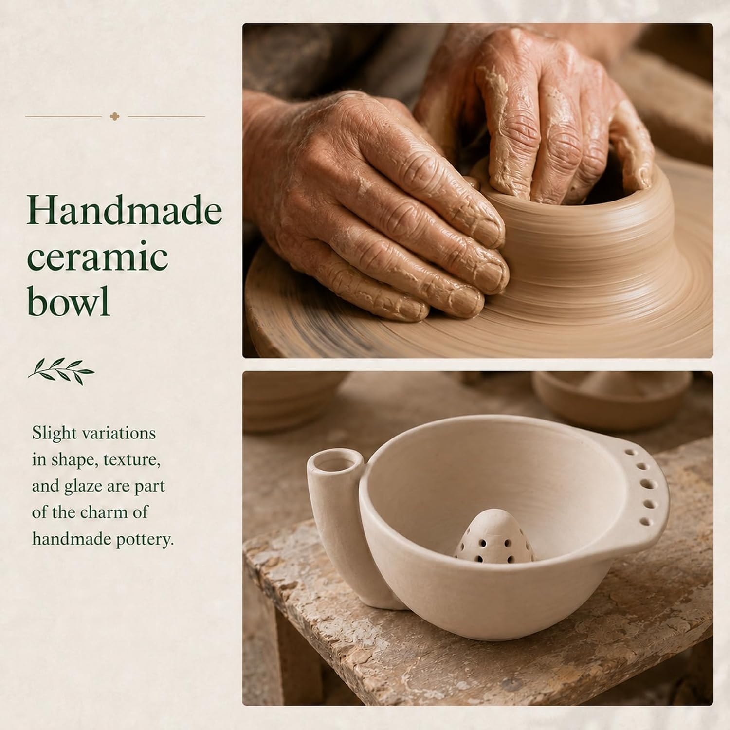Berry Washing Bowl, Swirling Ceramic Berry Basket with Hole 7"