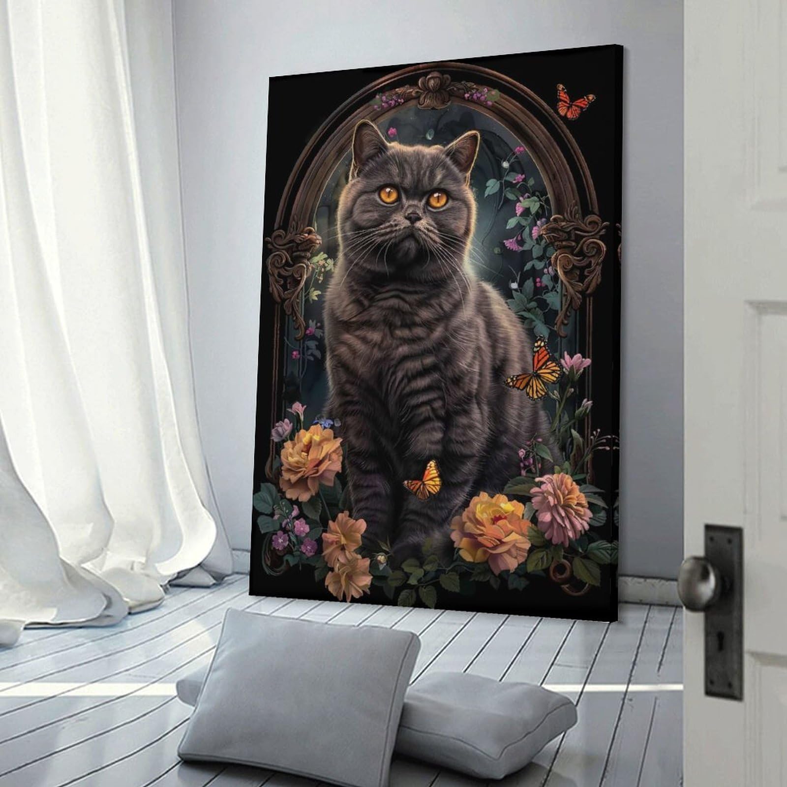 Junmoney Canvas Wall Decor Exotic Shorthair, 20x30inch(50x75cm), for Living Room, Bedroom, Office Or Hallway, Decorative Artwork with Broad Appeal