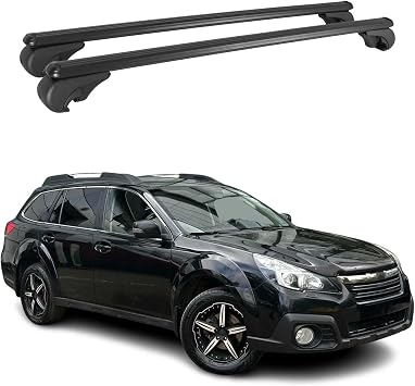 OMAC Roof Rack Cross Bars for Subaru Outback 2010-2014 Lockable 165Lbs Alu Black 2Pcs fits Cargo Carriers Kayak Canoe Bike Snowboard