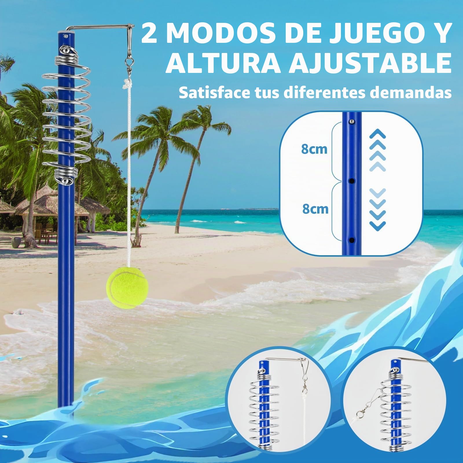 GOPLUS Twistball Tennis, Swingball Tenis Clásico Giratorio con Soporte Ajustable en Altura, Pelota de Tenis y 2 Raquetas, Juego Deportivo al Aire Libre