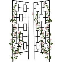 Duraaamo 2 Pcs Garden Trellis 78x23 Inch Black Metal for Climbing Plants