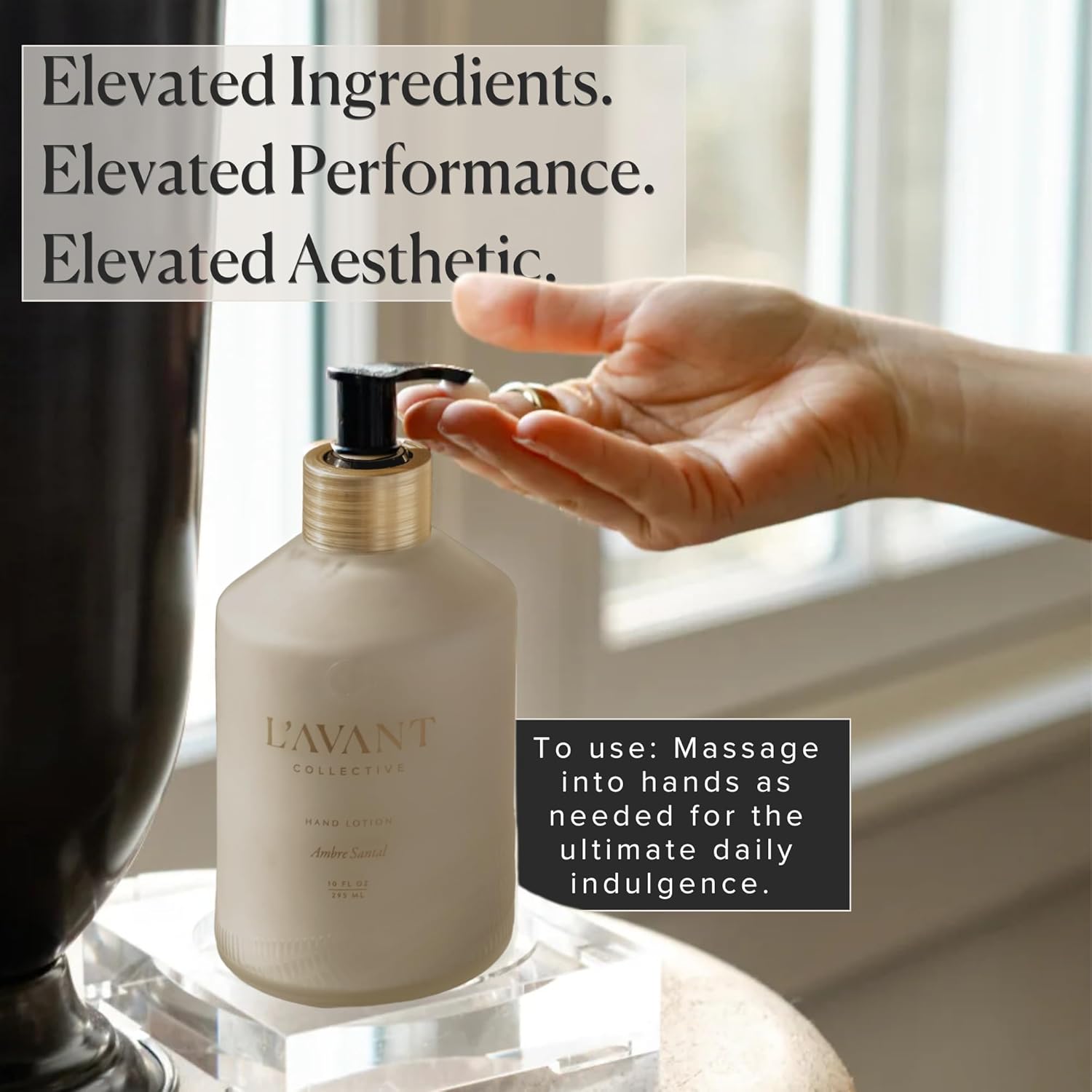 L’AVANT Collective High Performing Hand Lotion | Hydrating, Plant-Based Moisturizer w/Naturally Derived Ingredients | Ambre Santal Scent | 10 FL oz Refillable Bottle - Image 7