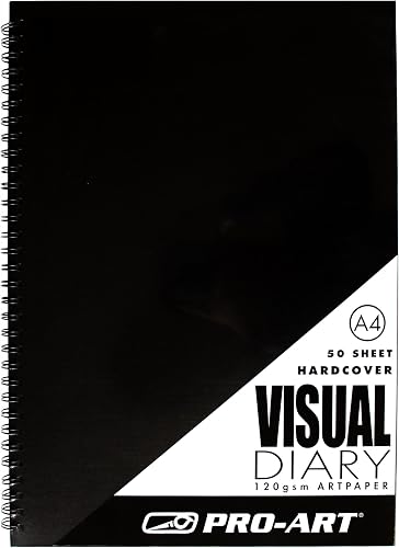 Pro-Art Hardcover Visual Diary, A4, Black, 50 Pages, 120gsm Paper, Wiro-Bound