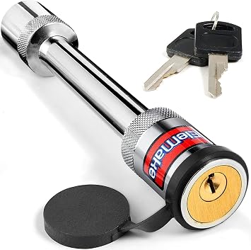 Chrome Brass Towing Hitch Lock with 7-Inch Tow Bar - 5/8" Pin with 3-1/2" Gap for Caravan Security