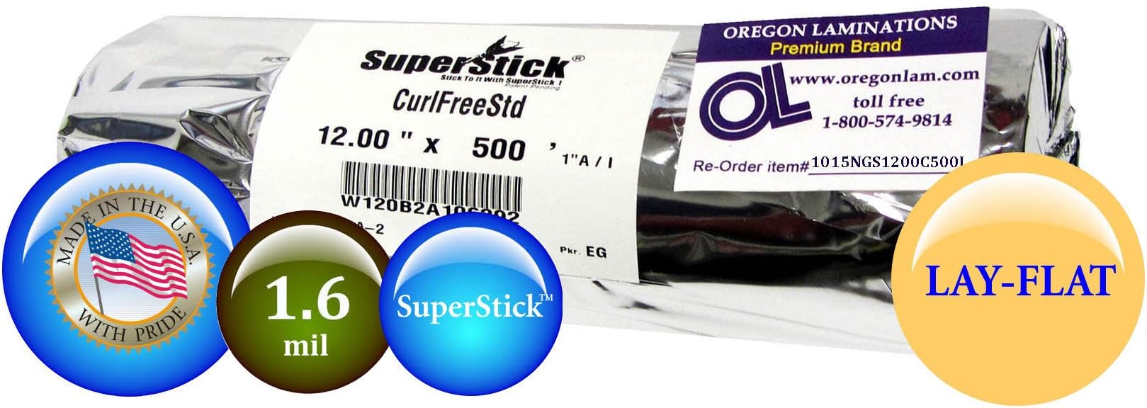 Superstick SuperStick Lay-Flat Hot Laminating Film 12-inch x 500-feet x 1-inch core (1 Roll) 1.5 Mil Gloss