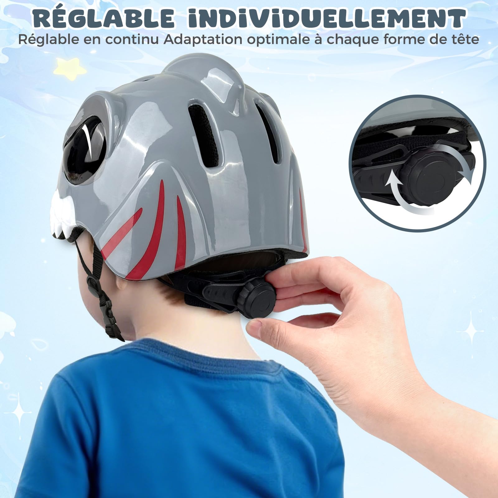LeapBeast Casque Vélo Enfant -Casque 3D Cartoon Réglable Respirant, Casque de Patineur pour Enfants, pour Garçon et Fille, pour Vélo, Skateboard, Scooter, Scooter