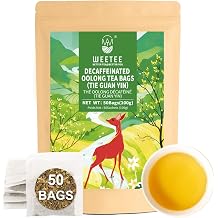 WT WEETEE Decaf Oolong Tea - Premium Tie Guan Yin Tea Bags 50 Count - Naturally CO2 Decaffeinated Process - Floral & Creamy Milk Aroma - Smooth & Sweet Taste - 0 Calorie