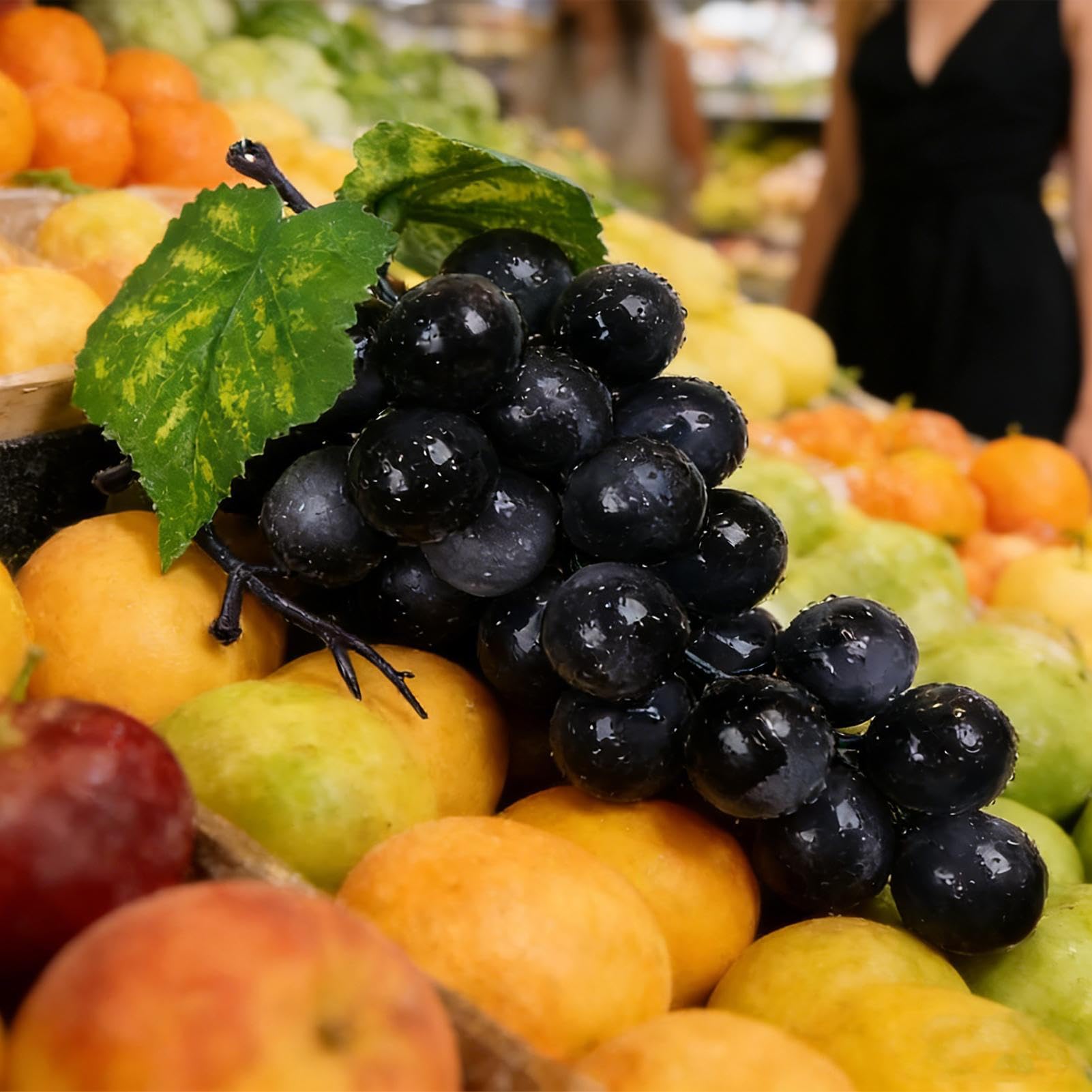 Genérico Uvas Falsas, Racimos Uvas Artificiales, UVA Fruta Falsa, Apoyos Artificiales de la Fruta Decorativas, para Usar en Mesas, Restaurantes, Interiores, Exteriores, Cocinas, Bodas