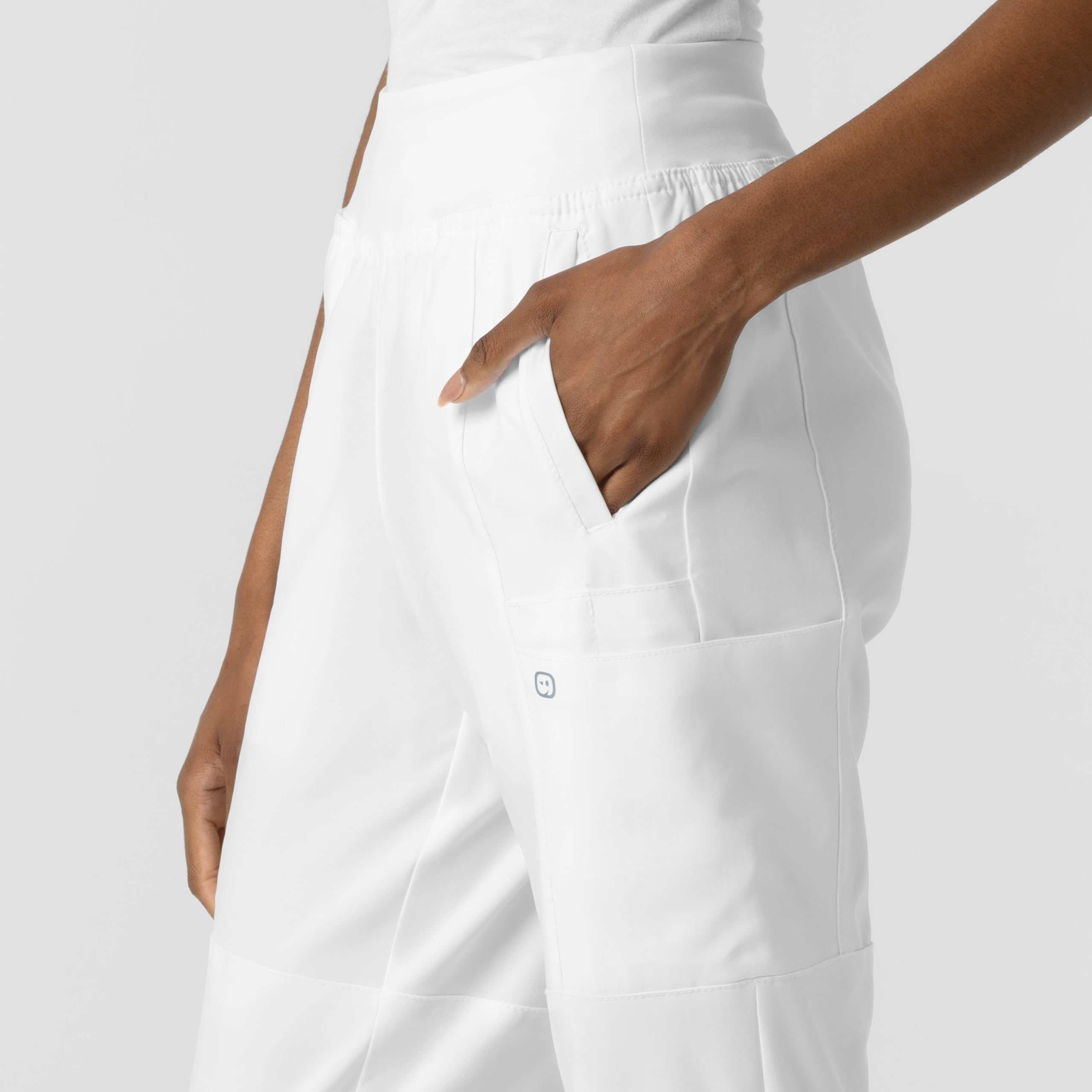 Women's Comfort Waist Cargo Jogger Scrub Pant, White, 3X PET