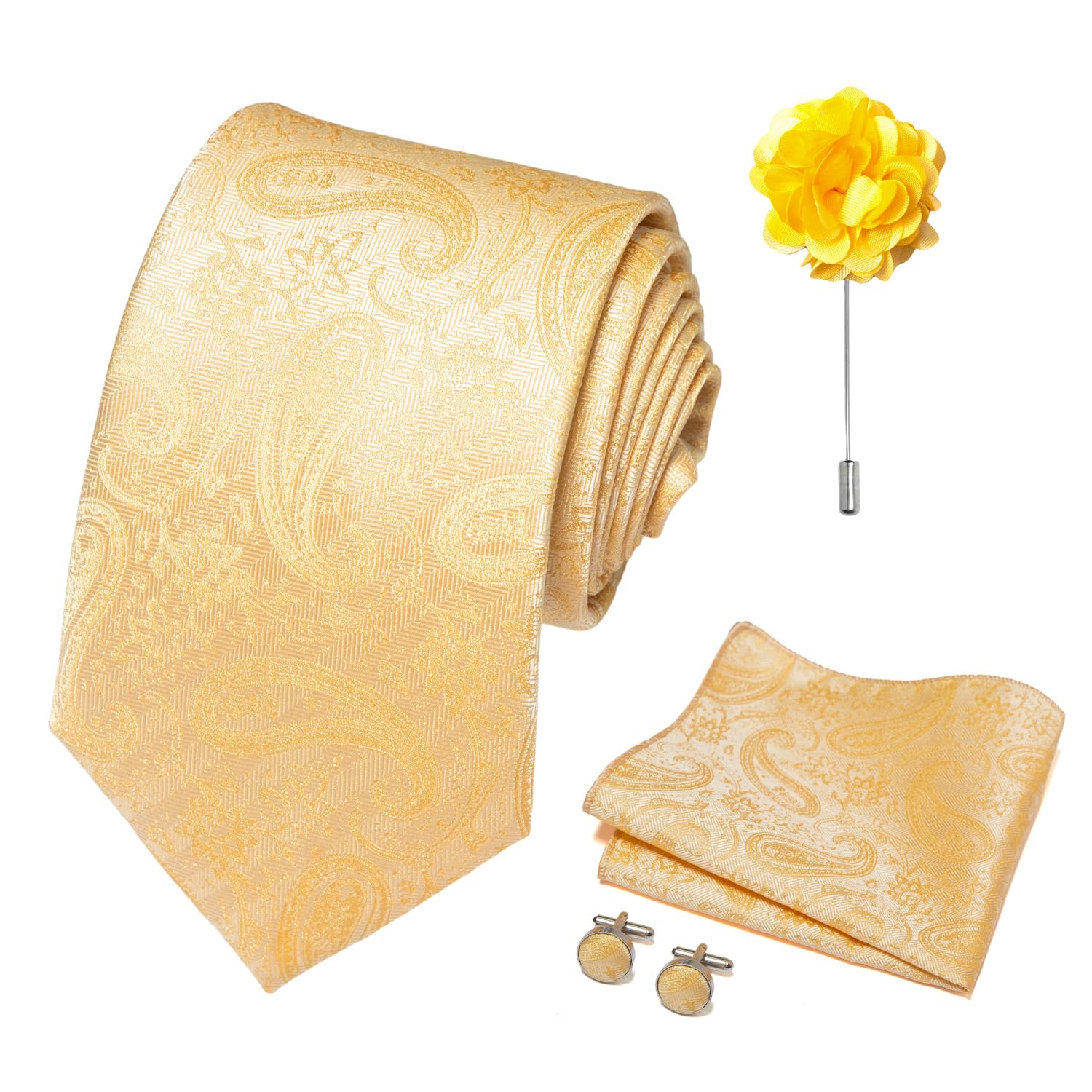 joy alice 70 Colors Ties Set Men Mixed Color Necktie Handkerchief Cufflinks Brooch 3.15 Formal