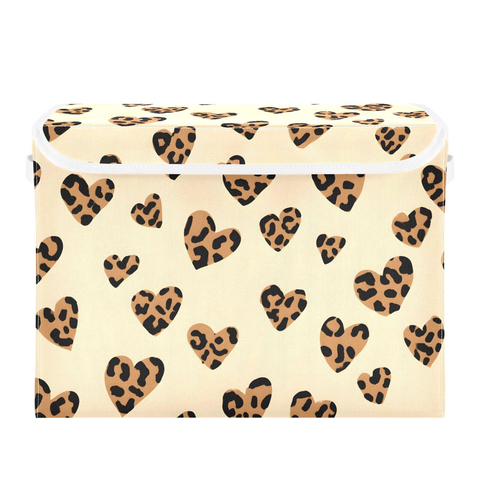 Boîtes de rangement pliables avec couvercle motif léopard pour placard