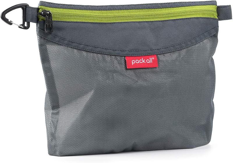 pack all Water-Resistant Zipper Pouch, Mesh Zipper Bag, 10.23"x7.48" | Quick-View Mesh, Hanging Buckle, Ideal for Travel, Office Storage & Organization, Grey, Medium