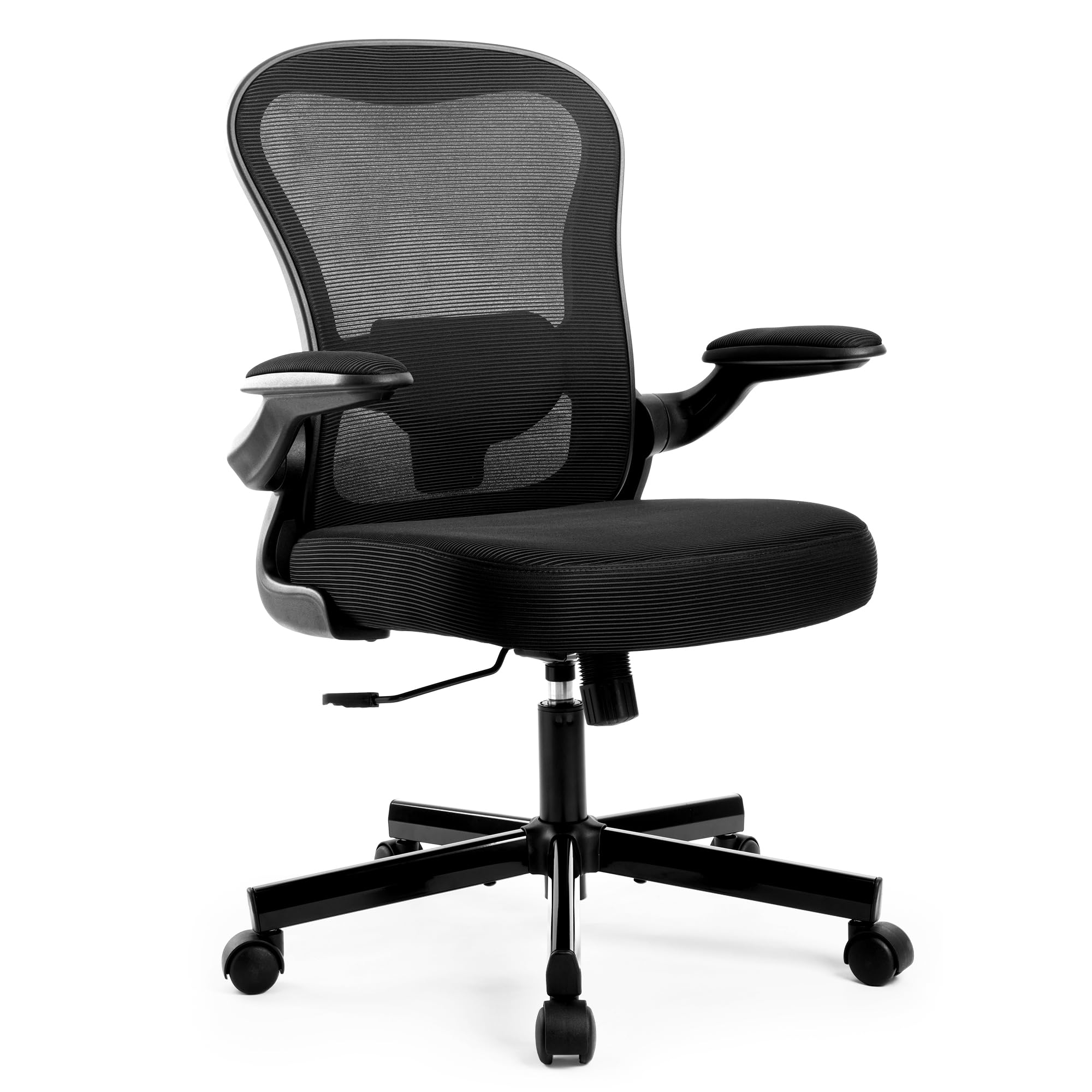 ALPHA HOME Bürostuhl Ergonomischer Schreibtischstuhl mit Lendenwirbelstütze, Höhenverstellbar, Bürostühle aus Netzgewebe mit Hochklappbaren Armlehnen, Schwingende Rückenlehne für das Home Office