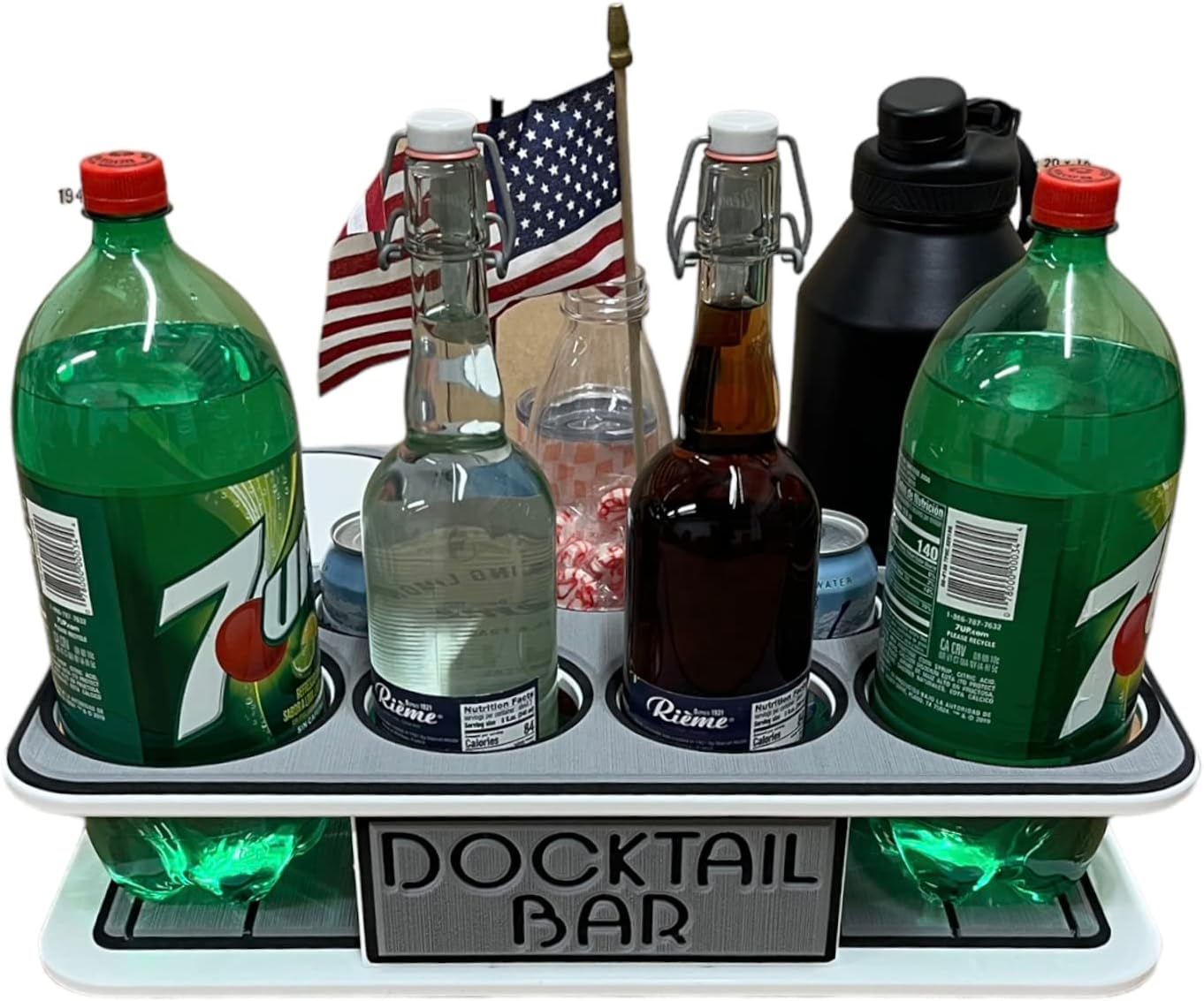 Docktail Bar Boat Caddy Organizer - Portable Bar Table with Rod Holder Mount, Cup Holders, Boat Storage Accessories
