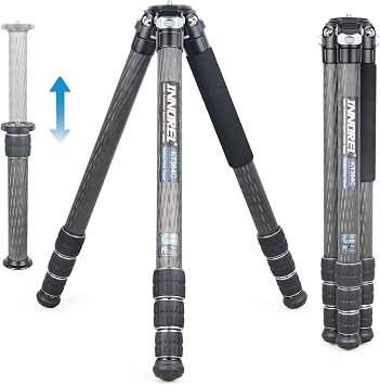 INNOREL KT364C Compact 10-Layer Carbon Fiber Camera Tripod 36mm Big Tube Professional Travel Tripod for Digital DSLR Video Camcorder Heavy Duty Camera Stand Load 66.1lb/30kg with Center Column