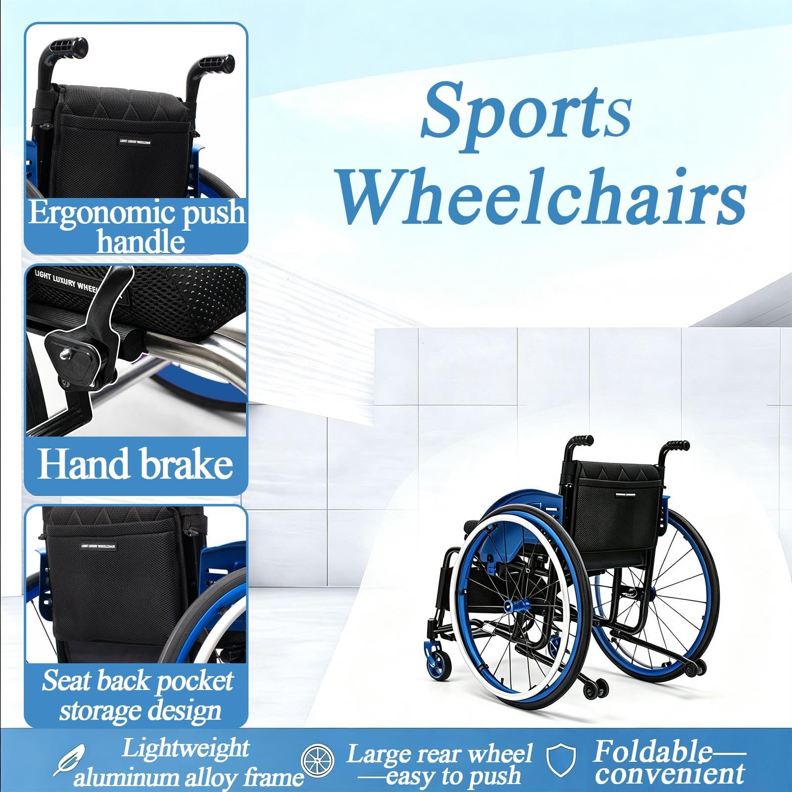 Sedia a Rotelle Pieghevole Leggera,Sedia a Rotelle Sportiva