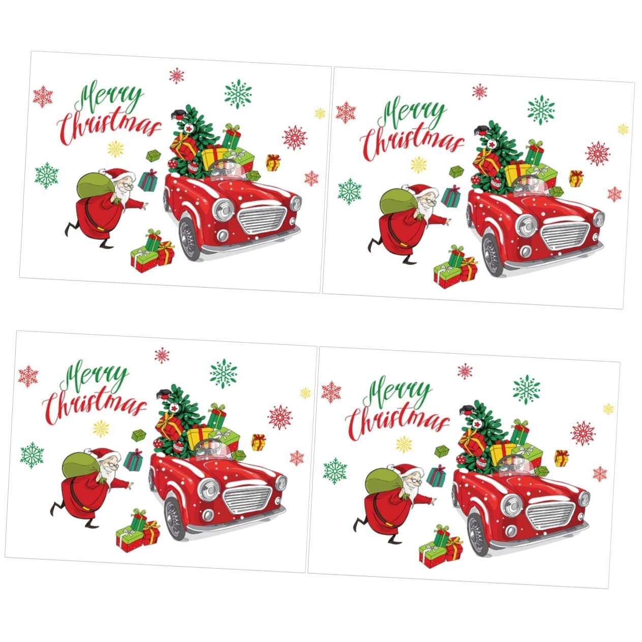 Alipis 4 Set Adesivo murale natalizio decalcomanie di babbo natale adesivo porta natale decorazioni invernali albero adesivo decorazioni natalizie per finestre vetrofanie natalizie