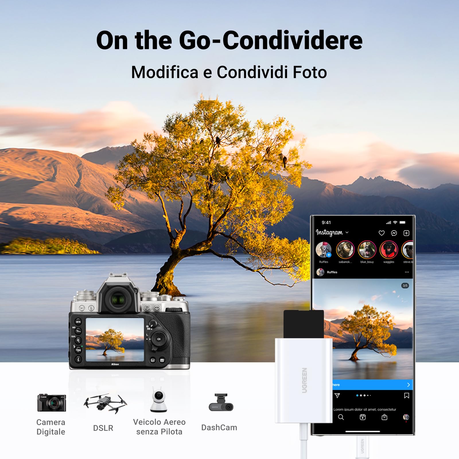 UGREEN USB C Lettore di Schede SD TF Micro SD Adattatore OTG SD Card Reader Lettore Card Schede Compatibile con MacBook Pro Air 2023 iPhone 15 Plus Pro Max Galaxy S24 Xiaomi 13 Huawei P50, Bianco