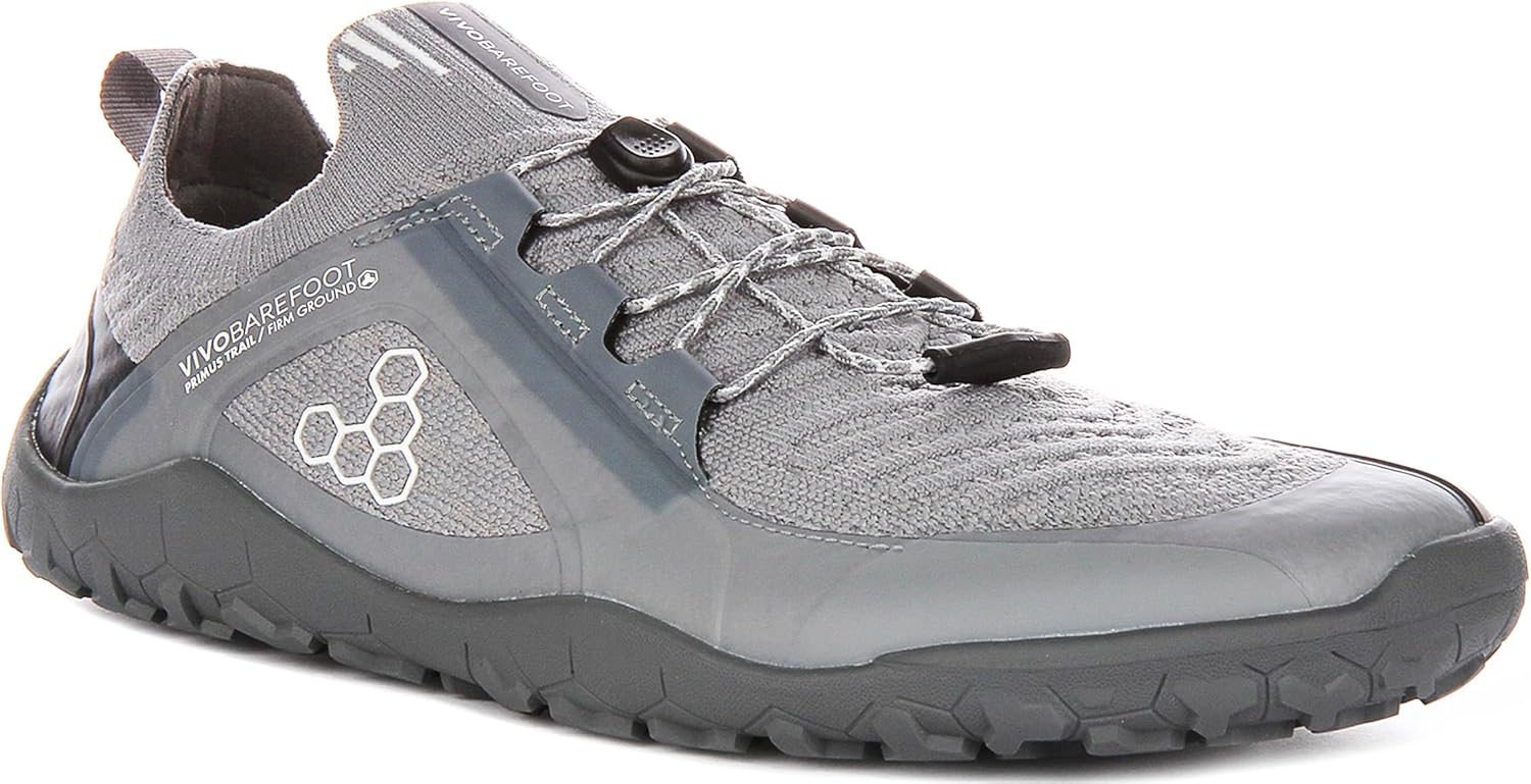 Vivobarefoot Primus Trail Knit FG Mens | Barefoot Trainers | Ultra-Lightweight Shoe | Build Strength, Balance & Mobility | Wide Fit Grounding Shoes | Flexible