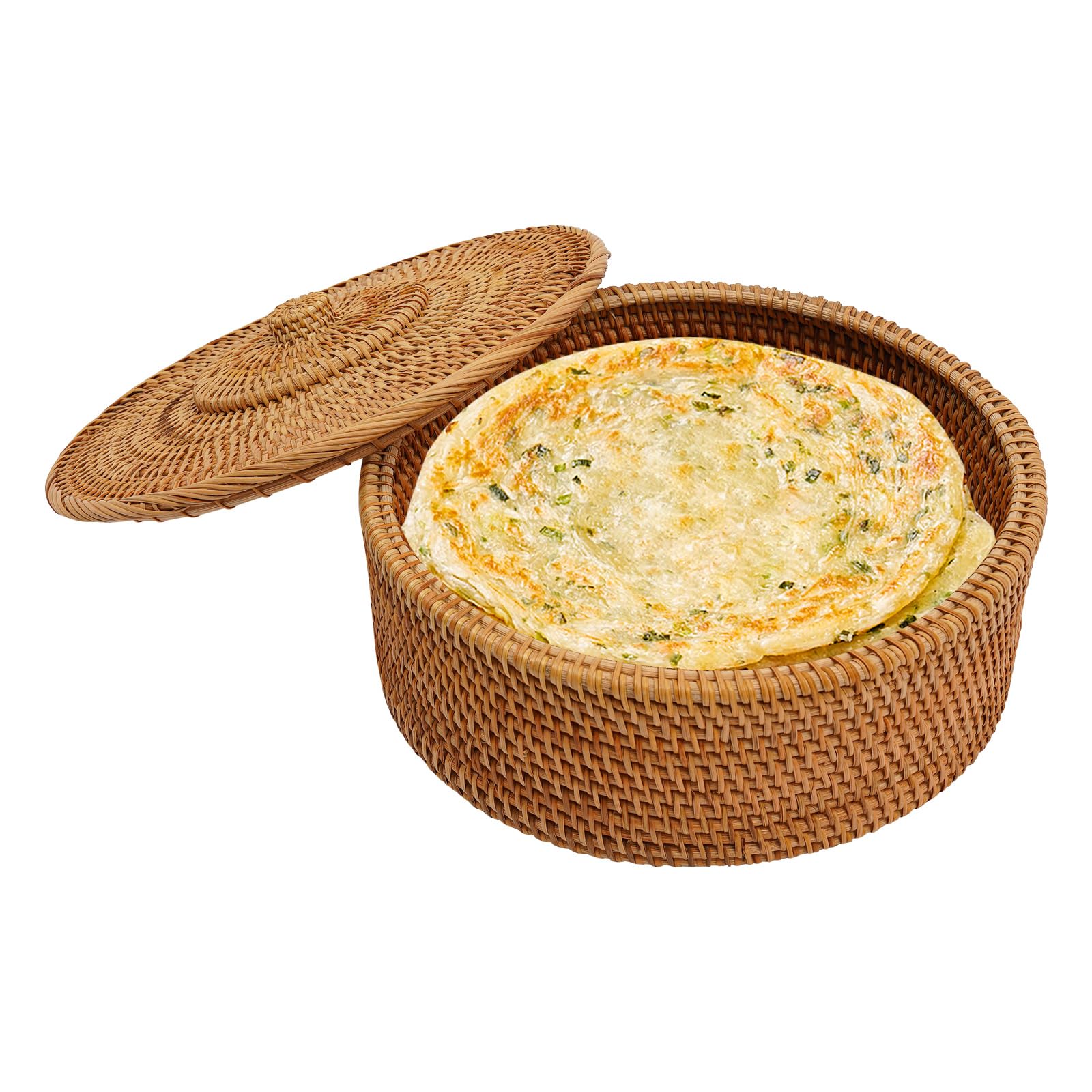Cesta de almacenamiento de ratán trenzado, cesta con tapa, cesta de mimbre natural, cesta de armario, organizador de estantes de mesa, cesta trenzada hecha a mano (A)