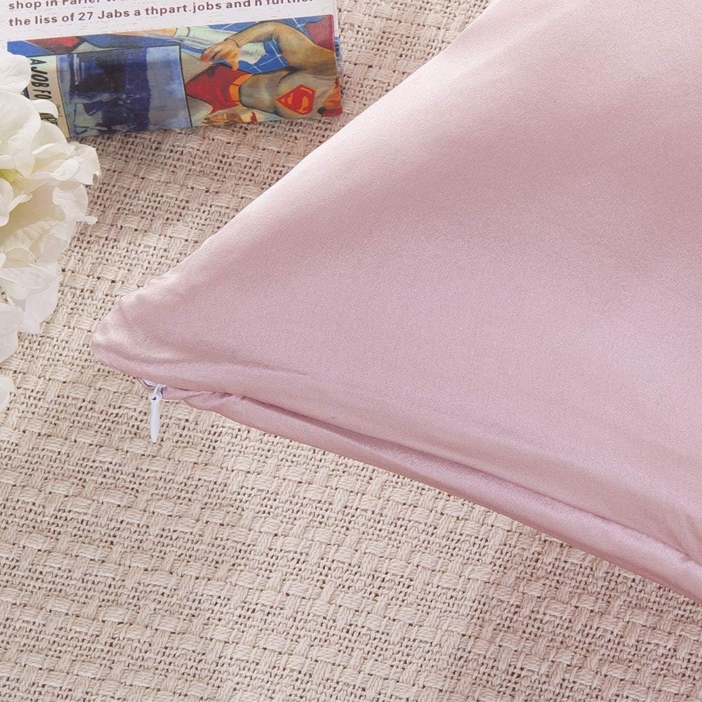 Tim & Tina Decorative Pillow Covers 100% Mulberry Silk Satin Pillowcase for Bed Room Couch 45cmx45cm (18" x 18", Pink)