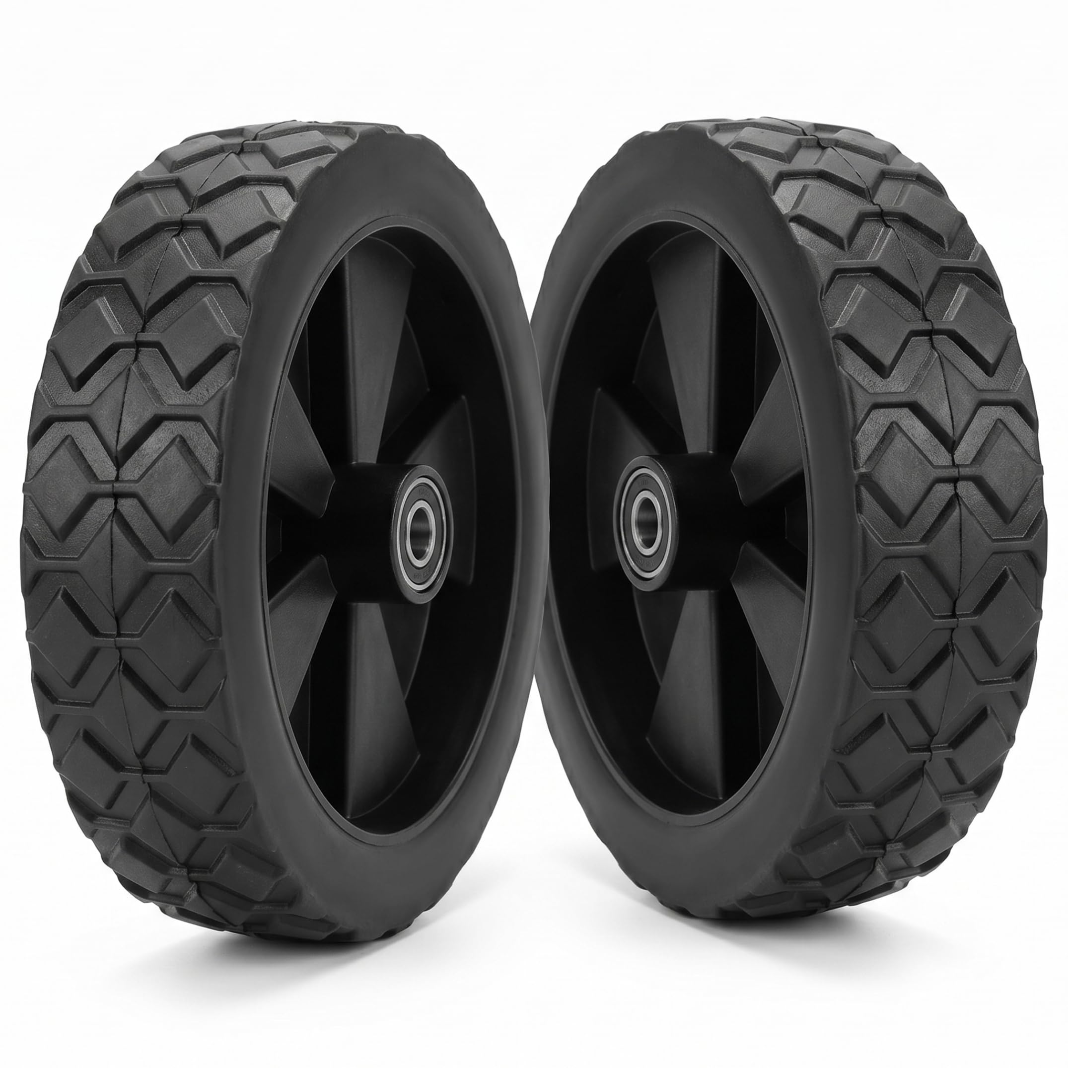Folding Wagon Replacement Wheels, 2Pcs Cart Wheels, 5 Inch Hand Truck Tires Fit for Most Camping Carts & Strollers, Black