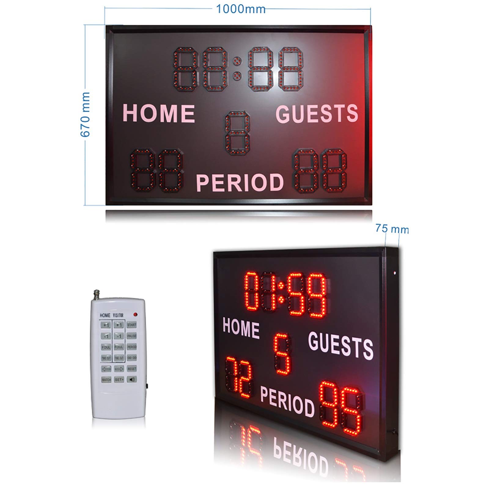 Amazon Co Jp スコアボード 携帯式 チューブディスプレイ屋外ledフットボールスコア表示板ゲームスコアボードサポートされているデジタル 得点板 得点ボード バスケットボール 用 Color Black Size 100x67x7 5cm スポーツ アウトドア