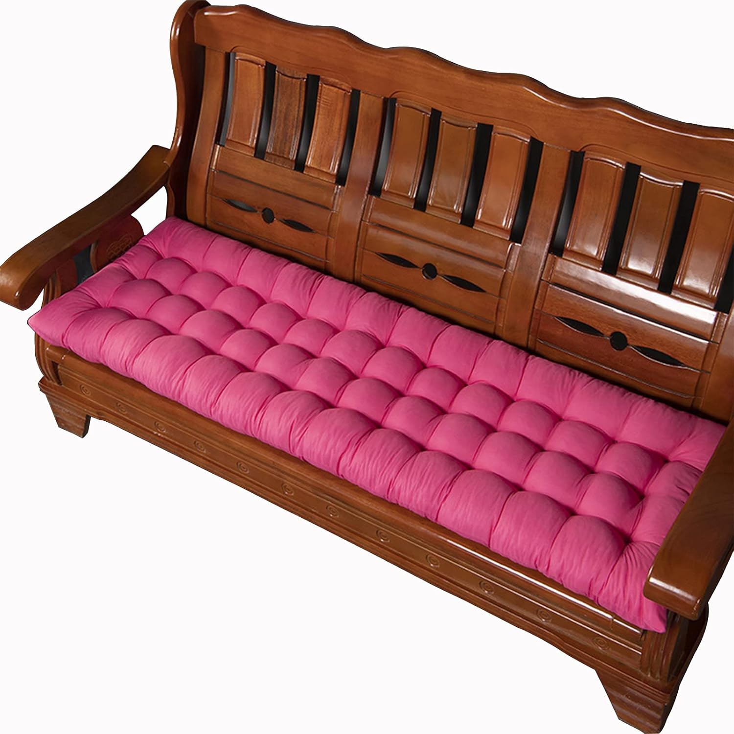Thicken Solid Wood Sofa Seat Cushion Outdoor Cushions,Comfort Lounger Cushion Patio Bench Cushion,Non Slip Chair Pads-Rose red 53x53cm(21x21inch)