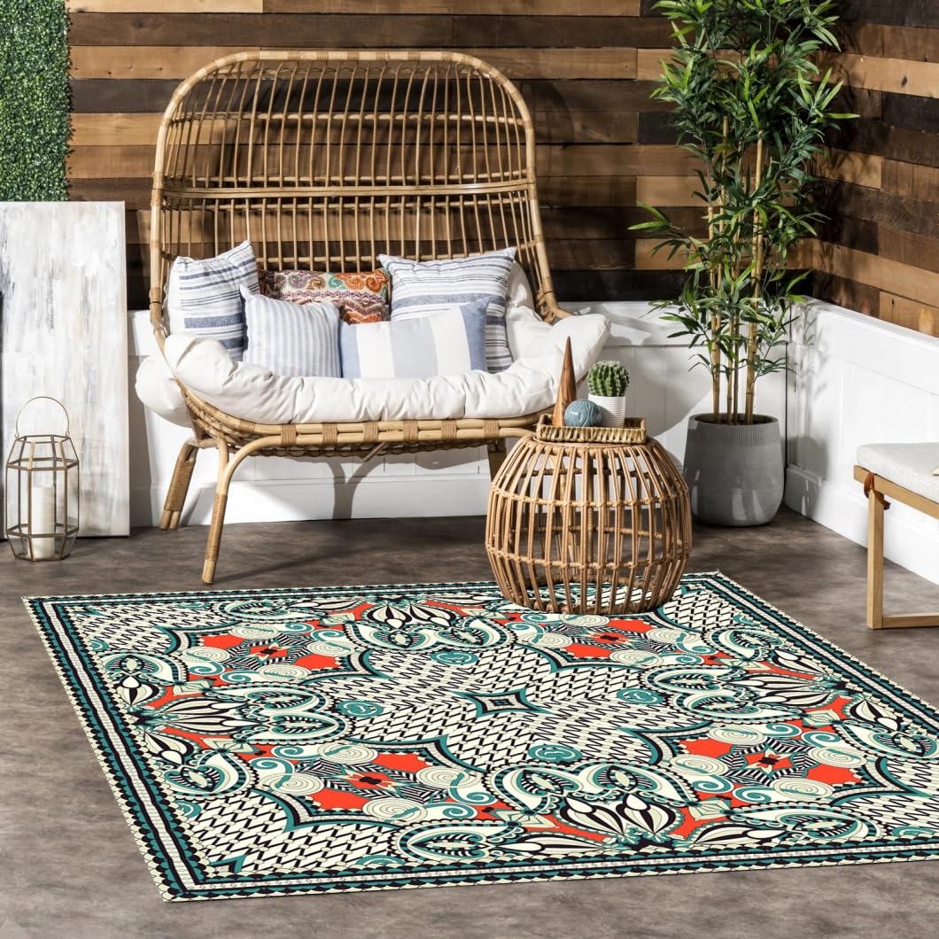 Amazon.com: Vintage Classical Floral Area Rug 4x4 Beige Red