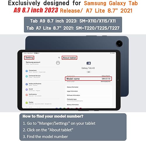 Miniatura 2 de AVAWO Funda para niños para Samsung Galaxy Tab A7 Lite de 8.7 pulgadas 2021, Galaxy Tab A7 lite, con correa, funda ligera a prueba de golpes para