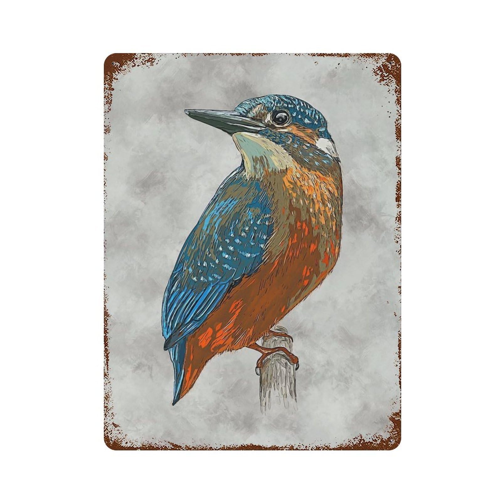 Garage Style Hummingbird 3 Rusty Metal Tin Sign 15.7"x11.8", Classic Wall Plaque for Bar And Workshop