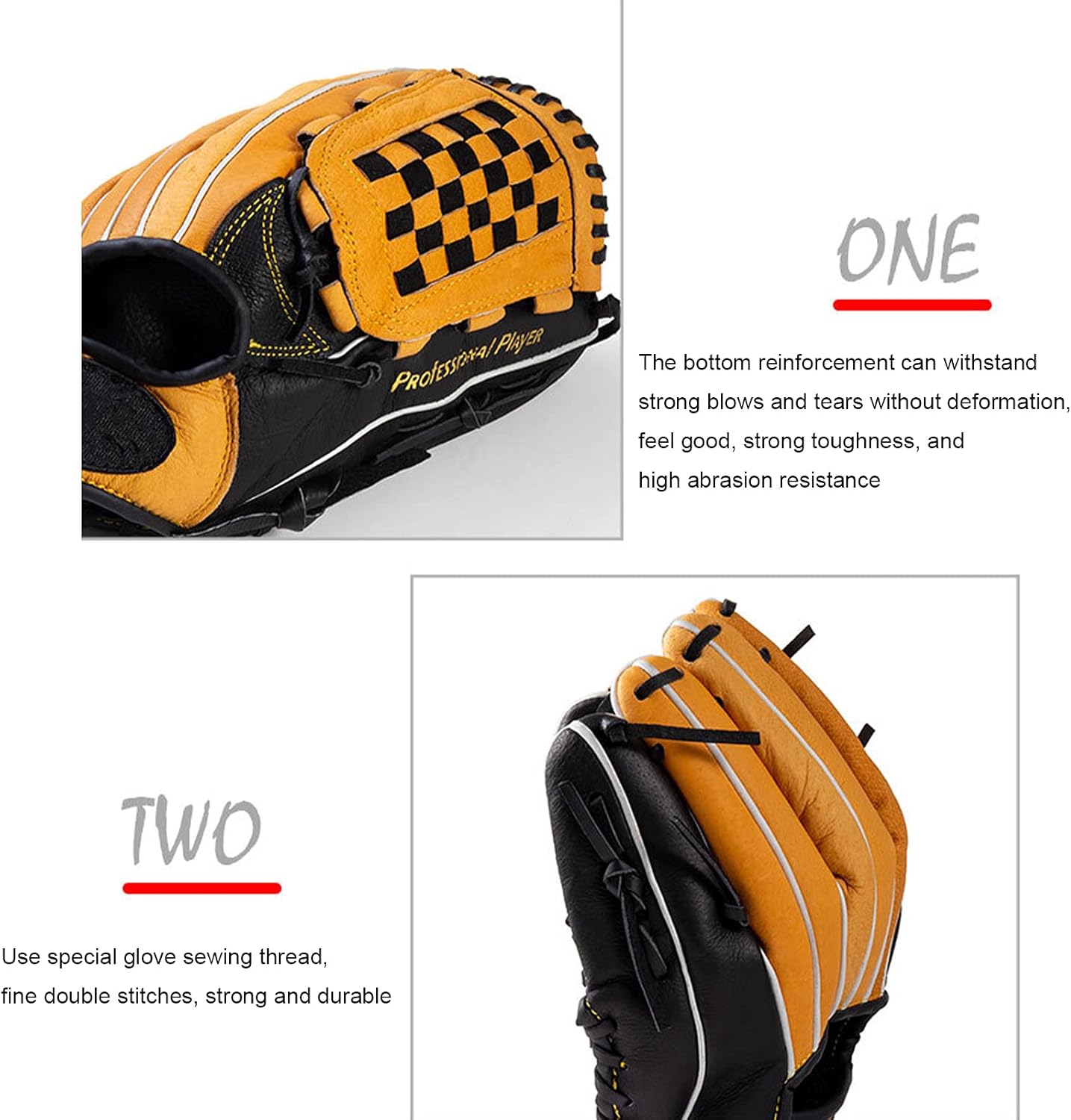 HB1 Outdoor Sports Pigskin Thick Baseball Glove Catcher Pitcher Softball Practice Supplies Size11.5/12.5 Left Hand for Youth and Adult Training