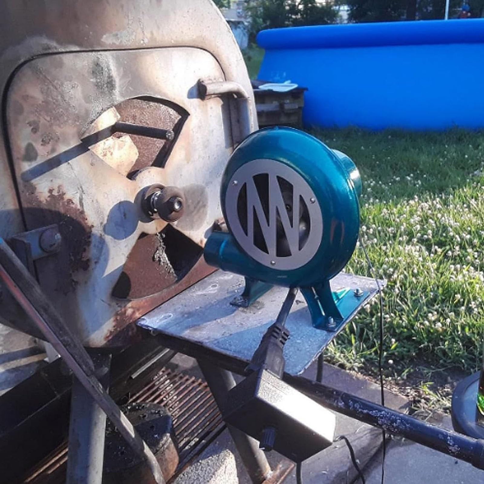 Ventilador eléctrico Manual para Barbacoa de Velocidad Variable - Soplador de carbón de forja de 220 V, silencioso, con manivela, Encendedor y excitador de Llama (40 W)