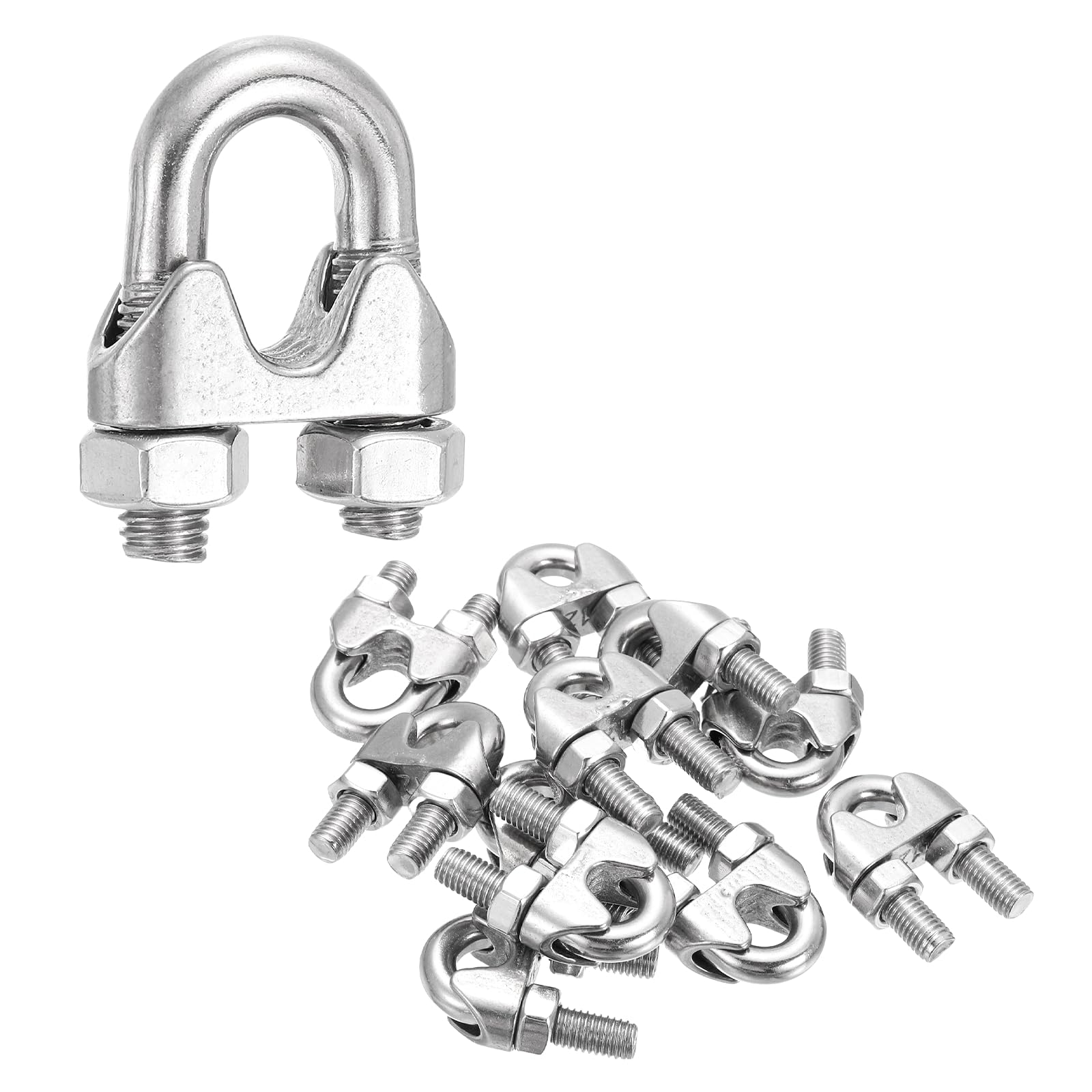 Collier de serrage M12 en inox 304 pour câble de 1,27 cm | Lot de 12 serre-câbles robustes argent
