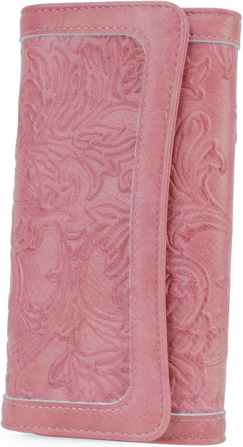 MEITRUE Women's Wallet Leather RFID Blocking Trifold Ladies Purse Embossed long Clutch Card Holder Phone Checkbook Organizer