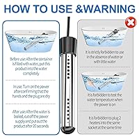 Vista 6 de Calentador de agua de inmersión portátil de 2000 W con control de interruptor y termómetro digital LCD, protector de acero inoxidable 304