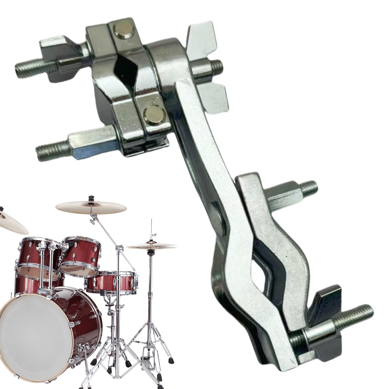 Drum Clamp, Stand Holder, 6.69x4.33x1.38 inches Adjustable Cowbells Compact Percussion Mount Hardware, Stable Easy-Mount Kit Accessory, Clamp for Men, Women, Musicians