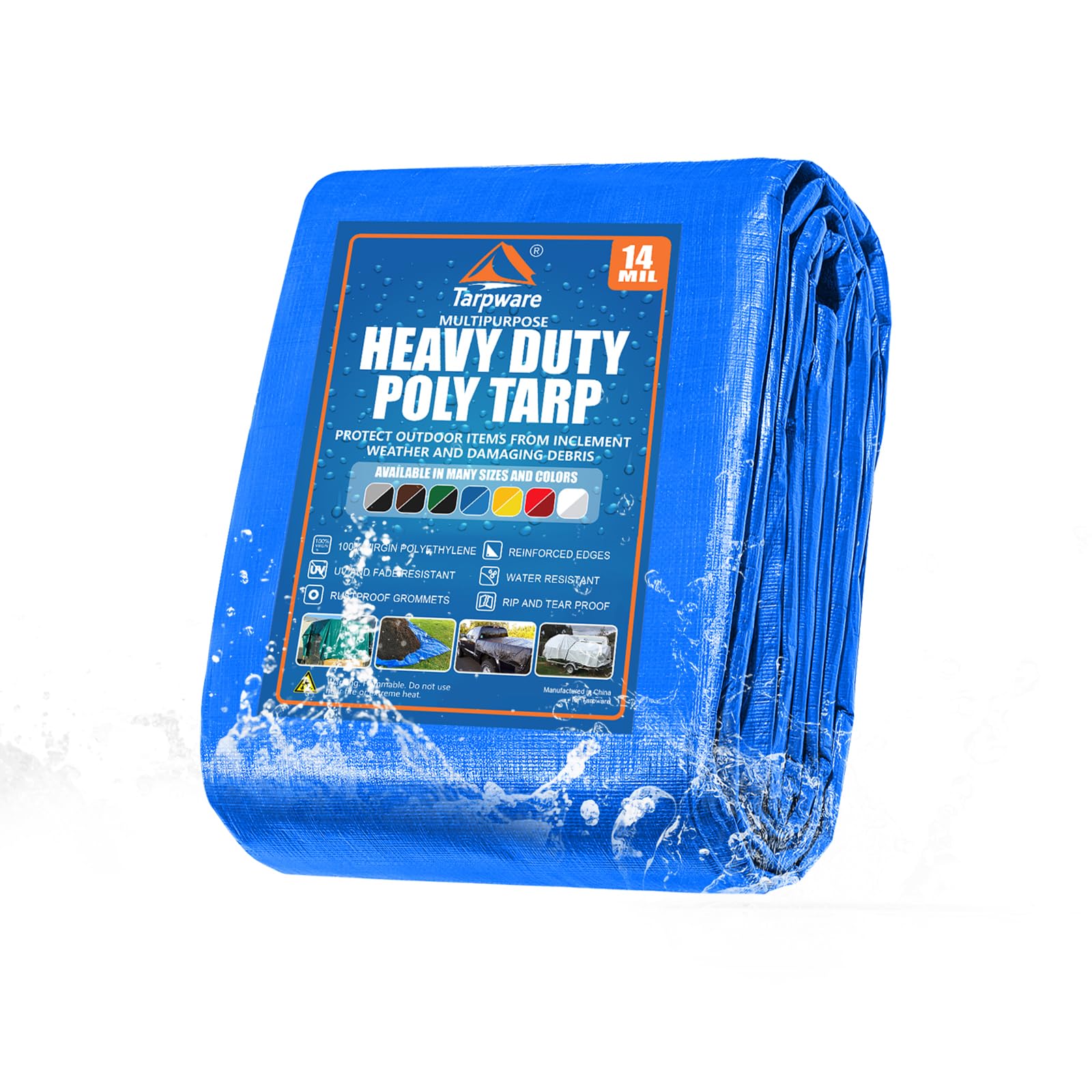 5'x7' Blue Heavy Duty Waterproof Full Size Tarp, Durable Poly Tarpaulin with Grommets&Reinforced Edges, UV Resistant Tarp Cover for Vehicle/Pool Cover/Boat/Tent/Construction site