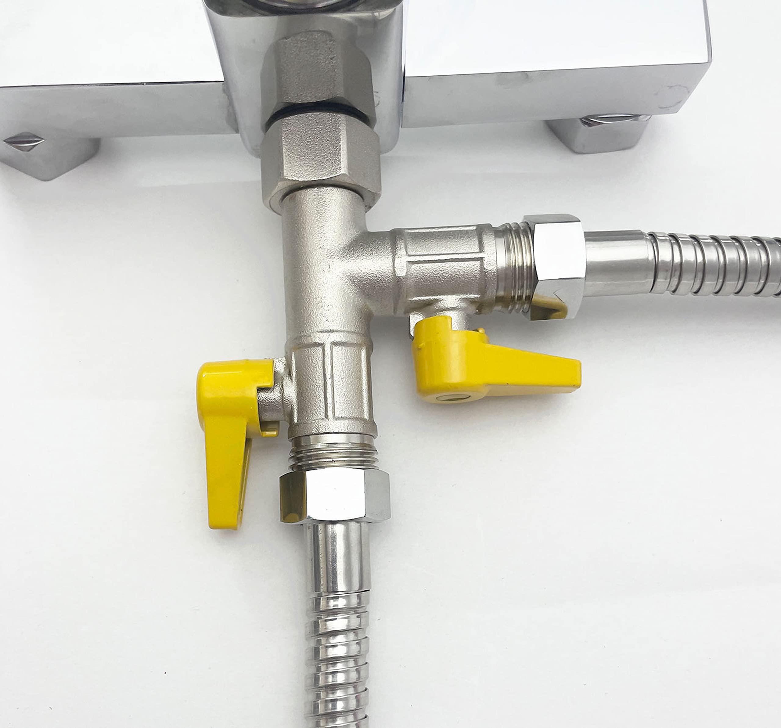 Soytich 3-way T-splitter with 2 shut-off ball valves, for connecting 2 devices/connections with 1/2 inch male thread - Image 3